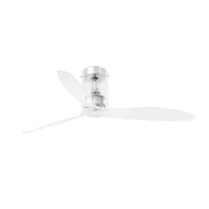 Luminosa Mini Medium Ceiling Fan Chrome, Clear - Optional LED Light Sold Separately