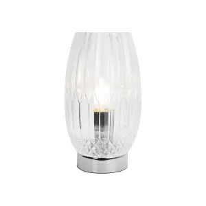 First Choice Lighting Facet Chrome with Clear Faceted Glass Table Lamp