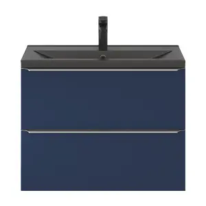 GoodHome Imandra Slimline Matt Blue Wall-mounted Bathroom Cabinet (H) 600mm (W) 800mm