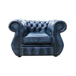 Chesterfield Helena Armchair Antique Blue Leather