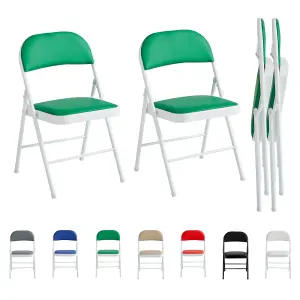 Mcc Direct Set of 2 Folding Dining Chairs Metal Frame Padded Seats Green