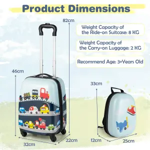 Costway 2PCS 12" 16" ABS Kids Suitcase Backpack Luggage Set School Travel Lightweight