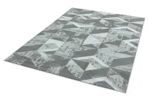 Silver Geometric Modern Easy to clean Rug for Bed Room Living Room and Dining Room-200cm X 290cm