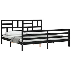 Berkfield Bed Frame with Headboard Black 200x200 cm Solid Wood