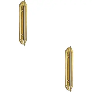 2x Ornate Textured Door Pull Handle 229 x 29mm Fixing Centres Polished Brass