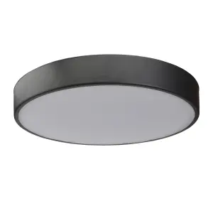 GoodHome Wapta Flush Matt Metal & plastic Black Bathroom LED Ceiling light