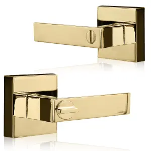 XFORT Quad Privacy Knob Set Polished Brass for Internal Doors