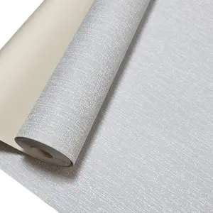 Plain Grey Textured Wallpaper HeavyWeight Embossed Thick Plain Linen Effect