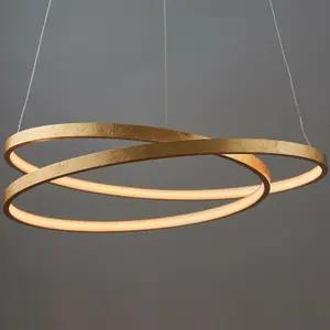 LED Ceiling Pendant Light 33W Warm White Gold Leaf Infinity Feature Strip Lamp