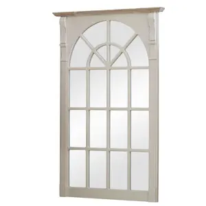 Melody Maison Large Cream Window Style Wall Mirror - Lyon Range 66cm x 100cm