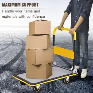 Costway Folding Push Cart Dolly Moving Hand Truck Rolling Flatbed Platform Cart 300KG