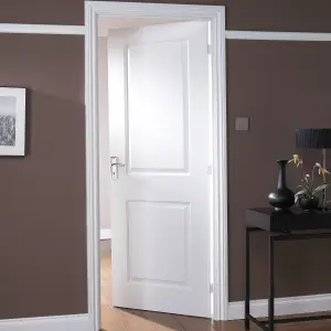 2 panel Unglazed Contemporary White Internal Door, (H)1981mm (W)838mm (T)35mm