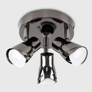 ValueLights Modern Black Chrome 3 Way Sleek Round Adjustable Ceiling Spotlight