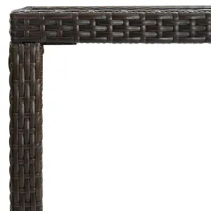 Berkfield Garden Bar Table Brown 130x60x110 cm Poly Rattan and Glass