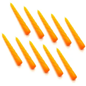 Tapered Dinner Candles, Table Spiral Candles, Pack of 10, Decorative Household Candles, Up to 7 Hours, 23 cm / 9" (Orange)