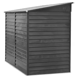 8.8 x 4.7 ft Pent Metal Garden Storage Shed Lean to Shed Motorcycle Shed with Lockable Door,Charcoal Black