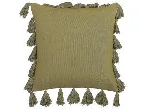 Throw Cushion LYNCHIS Cotton 45 x 45 cm Solid Olive Green