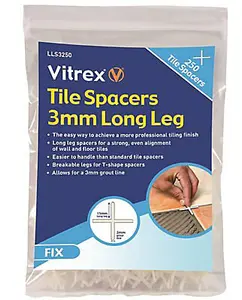 Vitrex LLS3250 Plastic 3mm Tile spacer, Pack of 250