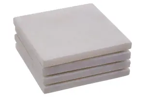 Maison by Premier Kindia Set Of Four White Marble Square Coasters