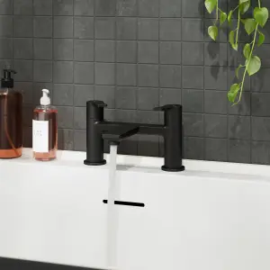 GoodHome Akita Matt Black Deck-mounted Manual Single Bath Filler Tap