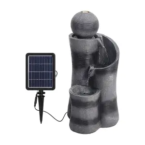 Outdoore Solar-Powered Ball Water Fountain Rockery Decor with Warm Light