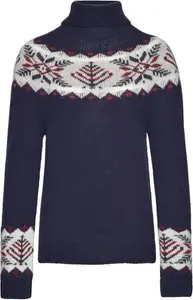 House Of Bruar Ladies Shetland Fairisle Roll Neck - Navy Blue