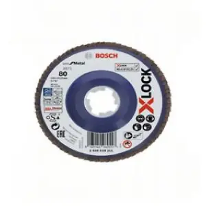 Bosch Professional X-LOCK Flap Discs - Straight Version, Plastic Plate - 125mm - G 80 - X571 - Best for Metal