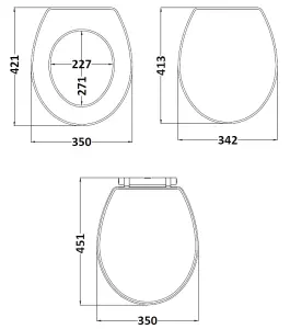 Traditional Soft Close, Top Fix Wooden Toilet Seat (Suitable for Kinston Balterley Toilets) - Satin Grey