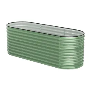 240cm W Light Green Oval-Shaped Galvanized Steel Raised Garden Bed Outdoor Use Only