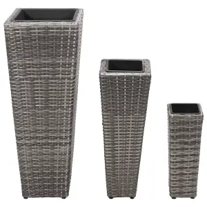 Berkfield Garden Raised Beds 3 pcs Poly Rattan Grey