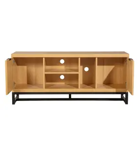 Hallowood Furniture Newquay Oak Effect Large TV Stand with Metal Base