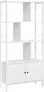 VASAGLE Bookshelf, Storage Shelf, Large Bookcase with Doors, 4 Shelves, Stable Steel Structure, Modern, Maple White & Cloud White