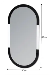 Showerdrape Putney Arched Oval Wall Mounted Black Framed Bathroom Mirror 80 x 40cm