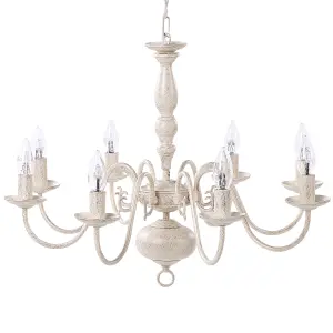 8 Light Chandelier Off White BRITHON