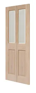 Victorian 4 Panel Oak Bifold Glzd Door 1981 x 762mm