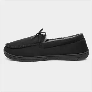 The Slipper Company Oscar Mens Black Moccasin - Size 9 - Mens Slippers Moccasin