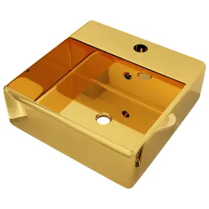 Berkfield Wash Basin with Overflow 41x41x15 cm Ceramic Gold