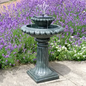 Primrose Victoriana Solar Bird Bath Outdoor Water Feature with Lights H79cm