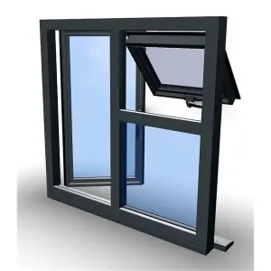 1245mm (W) x 895mm (H) Aluminium Flush Casement Window - 1 Opening Window (RIGHT) - Top Opening Window (LEFT) - Anthracite