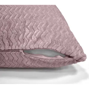 Moneeba Snug Soft Chevron Patterned Mink Moda Plush Cushion Mauve / 56cm x 56cm