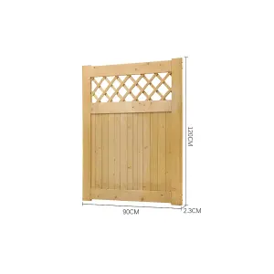 Rhombus Garden Wood Fence Gate with Door Latch 90cm W x 120cm H