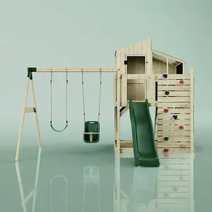 Rebo PolarPlay Kids Climbing Tower & Playhouse - Swing Jari Green