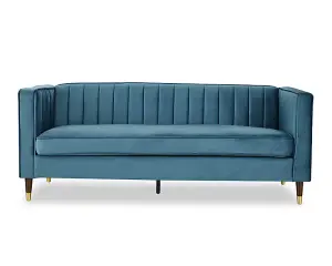 Thomas Velvet Fabric 3 Seater Sofa, Blue