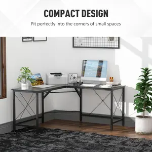 HOMCOM Corner L-Shape Desk Home Office Gaming Computer PC Workstation Black