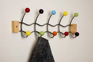 Deluxe Wall-Mounted Hook/Coat Hanger-10 Hooks.Multi-Color Ceramic Balls