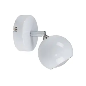 ValueLights Modern Single Eyeball Wall Spotlight Gloss White Finish