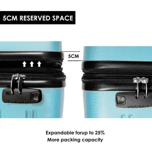 ABS Hard Shell Travel Trolley Suitcase 4 Wheel Luggage Set Hand Luggage 24 Inch Skyblue