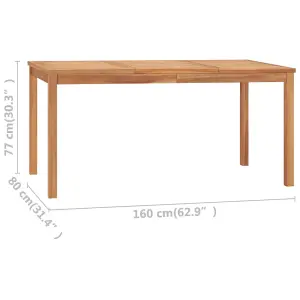 Berkfield Garden Dining Table 160x80x77 cm Solid Teak Wood