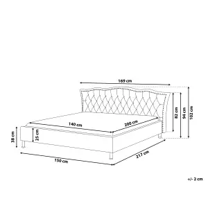 Fabric EU Double Size Bed Grey METZ