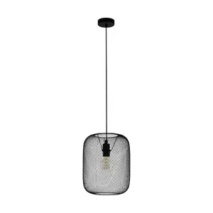 Hanging Ceiling Pendant Light Black Mesh 1 x 60W E27 Hallway Feature Lamp